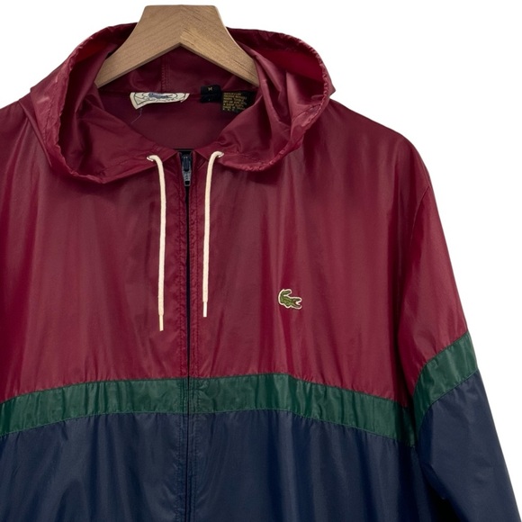 Vintage 90s Jacket Izod Lacoste Windbreaker Lightweight Hooded Full Zip | Medium - Picture 3 of 9